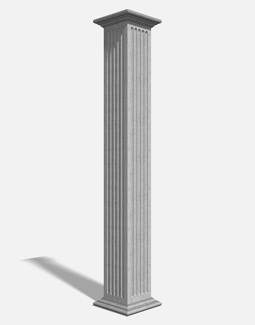 Column Simple Square Square Column Fluted Base 4 and Cap 4 Bespoke - Unitex Australia Pty Ltd