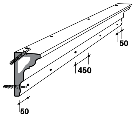 Diagram of a parapet moulding fixed at 45 degrees through the top edge