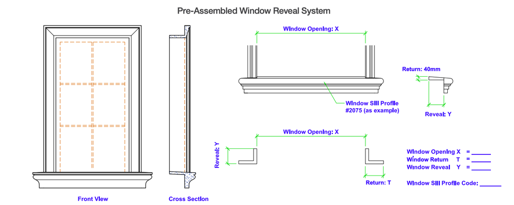 Measuring diagrams for window reveals